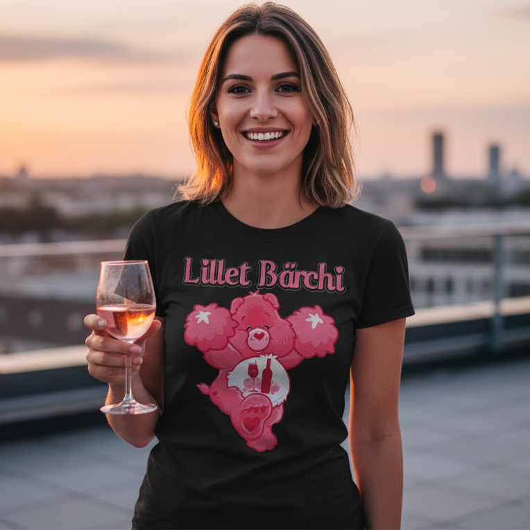 Lillet Bärchi Glücksbärchi Damen Shirt - rosa Bärchen Aperitif Bio Baumwolle
