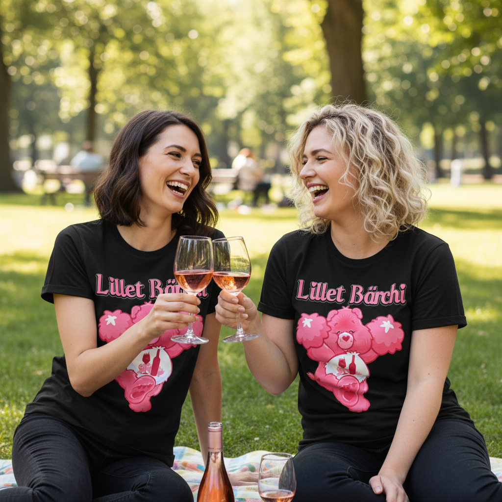 Lillet Bärchi Glücksbärchi Damen Shirt - rosa Bärchen Aperitif Bio Baumwolle