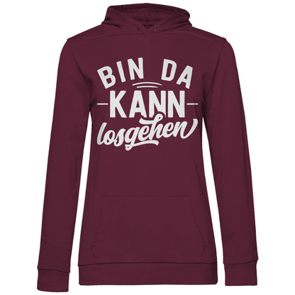 Bin da kann losgehen - Damen Hoodie Wine