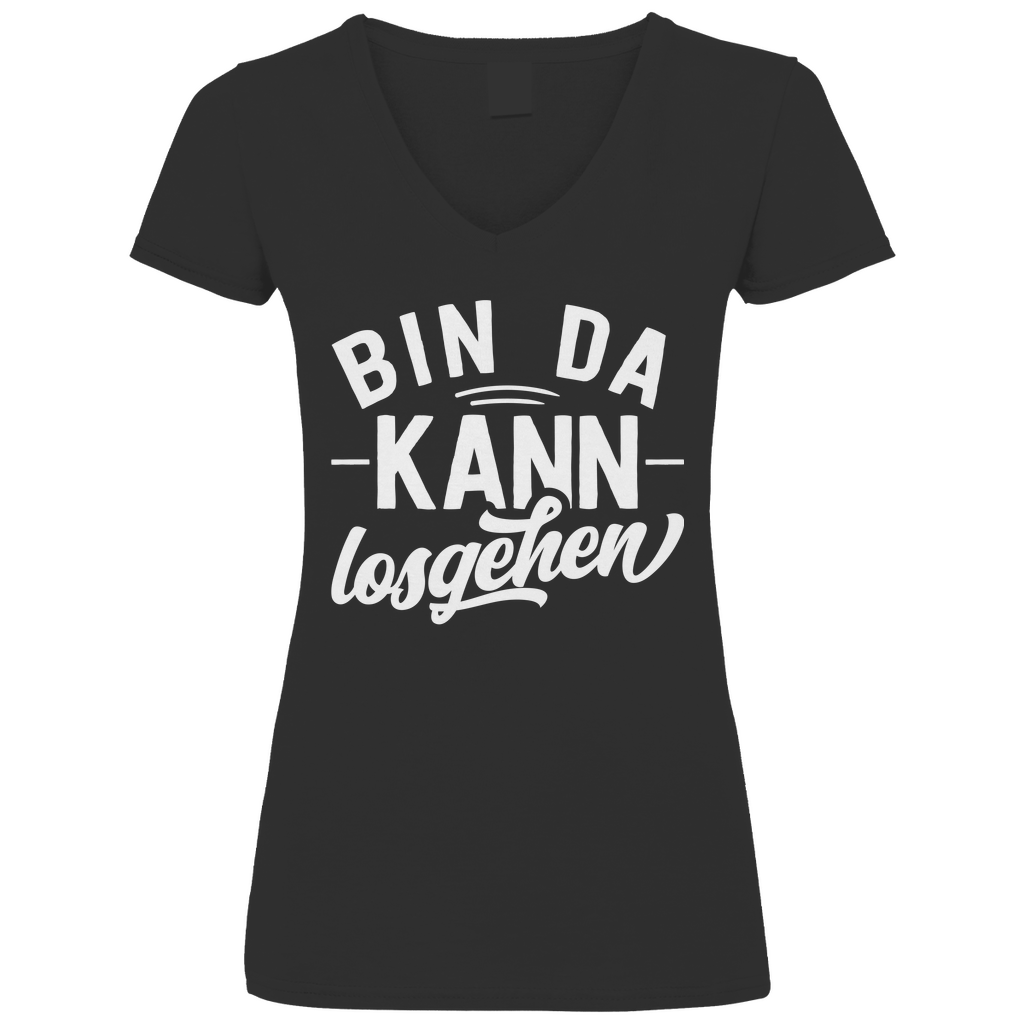 Bin da kann losgehen - V-Neck Damenshirt Black