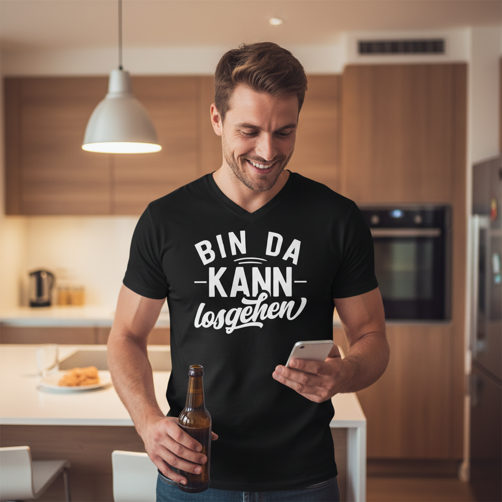 Bin da kann losgehen - Herren V-Neck Shirt