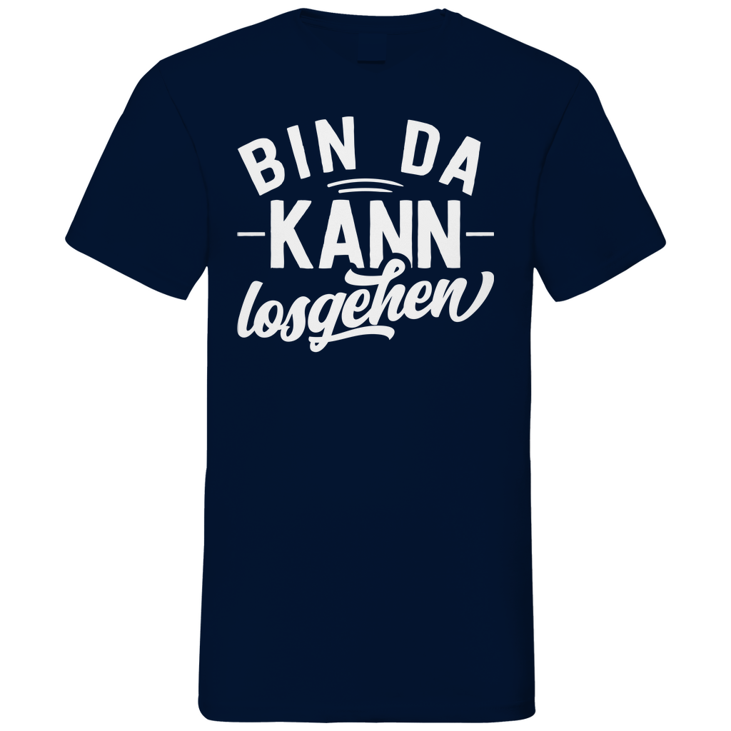Bin da kann losgehen - Herren V-Neck Shirt Navy