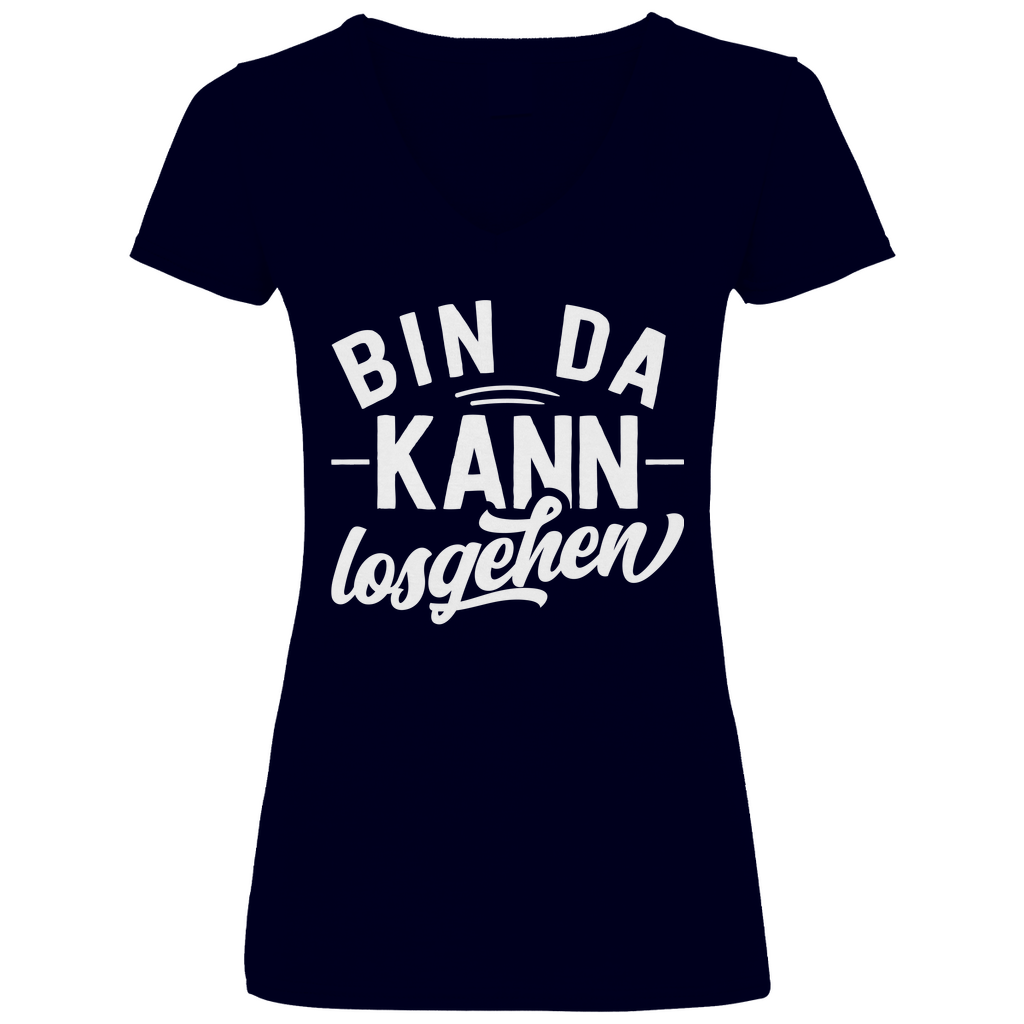 Bin da kann losgehen - V-Neck Damenshirt Deep Navy
