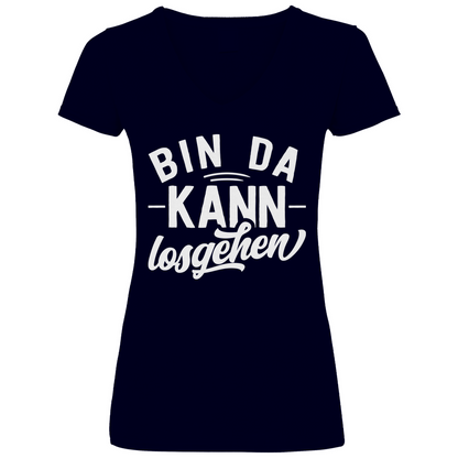 Bin da kann losgehen - V-Neck Damenshirt Deep Navy