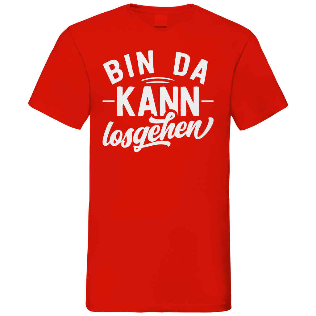 Bin da kann losgehen - Herren V-Neck Shirt Red