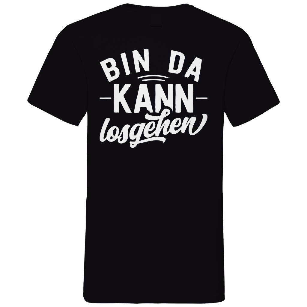 Bin da kann losgehen - Herren V-Neck Shirt Black