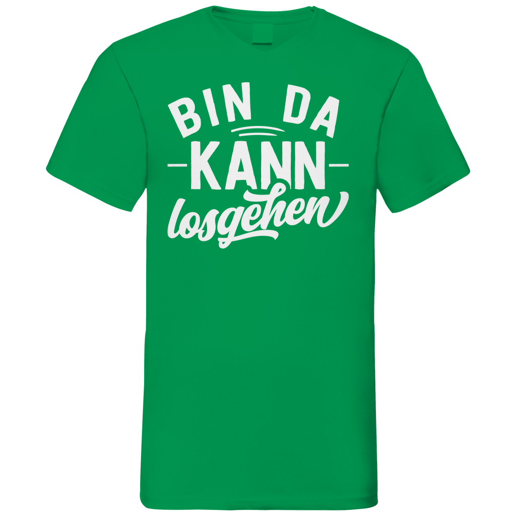 Bin da kann losgehen - Herren V-Neck Shirt Kelly Green