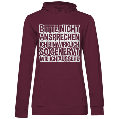 Bitte nicht ansprechen ich bin genervt - Damen Hoodie Wine