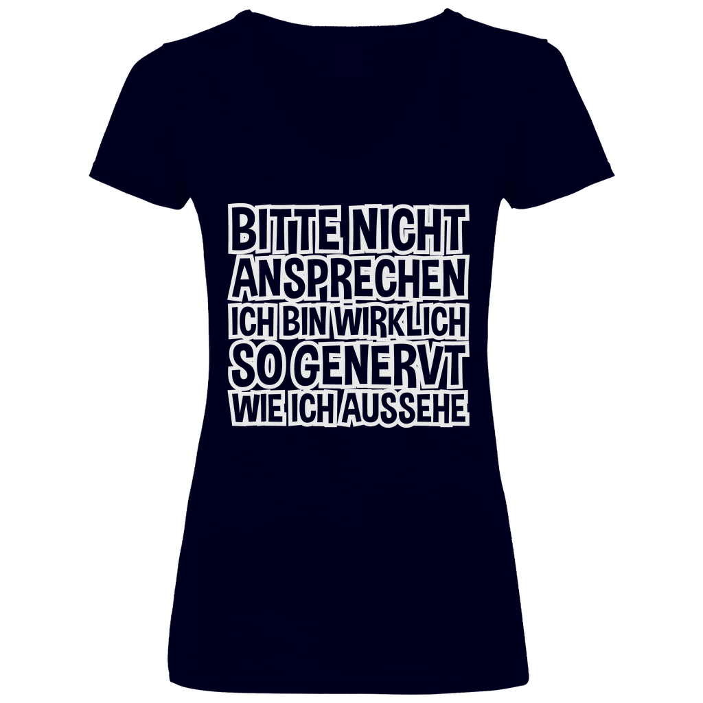 Bitte nicht ansprechen ich bin genervt - V-Neck Damenshirt Deep Navy