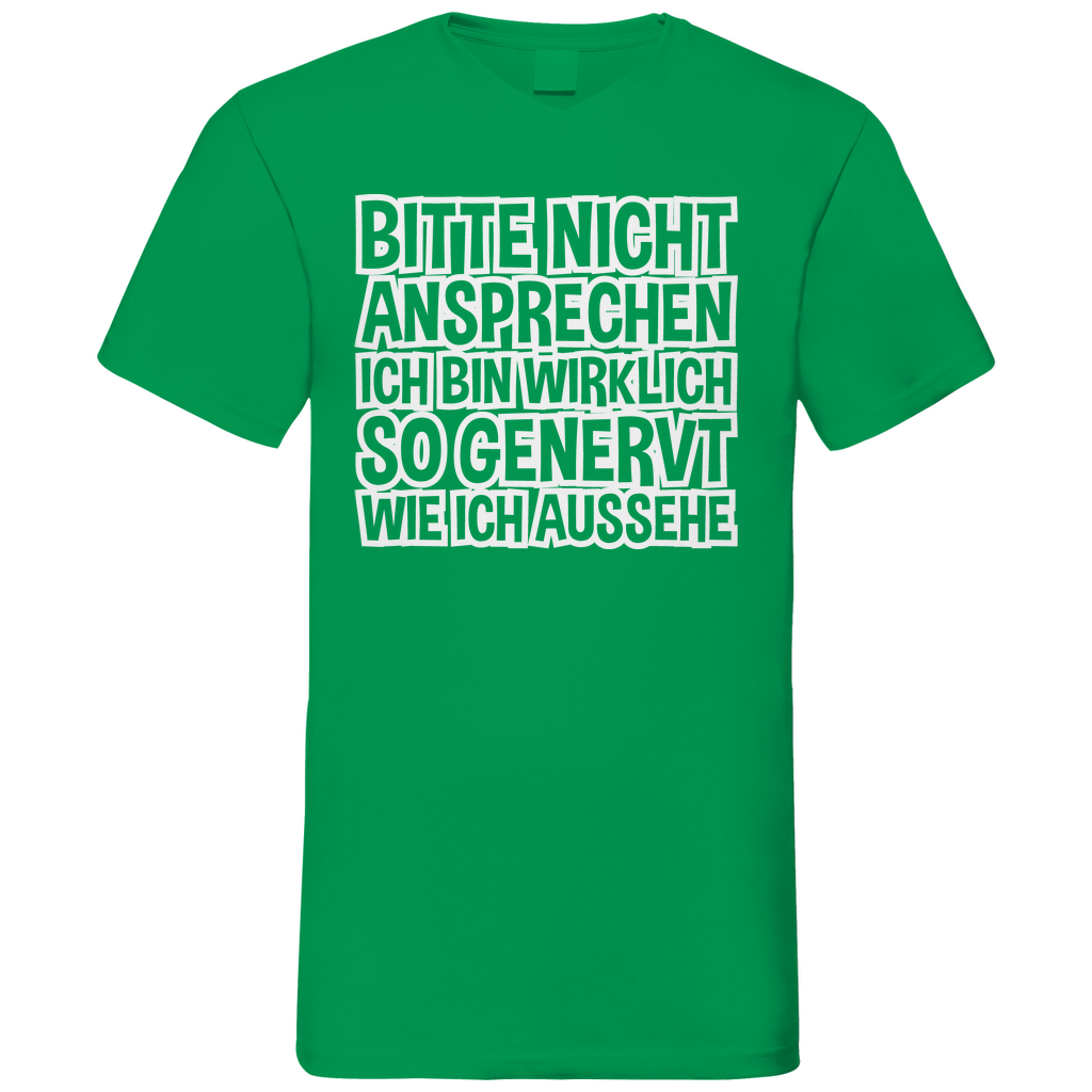 Bitte nicht ansprechen ich bin genervt - Herren V-Neck Shirt Kelly Green