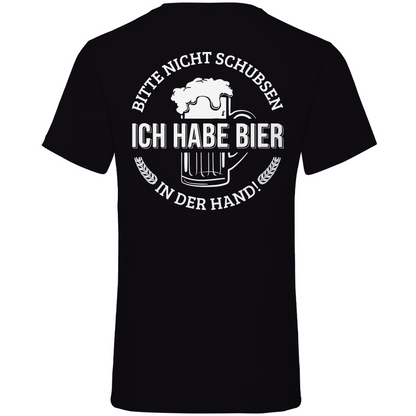 Bitte nicht schubsen - Herren V-Neck Shirt Black