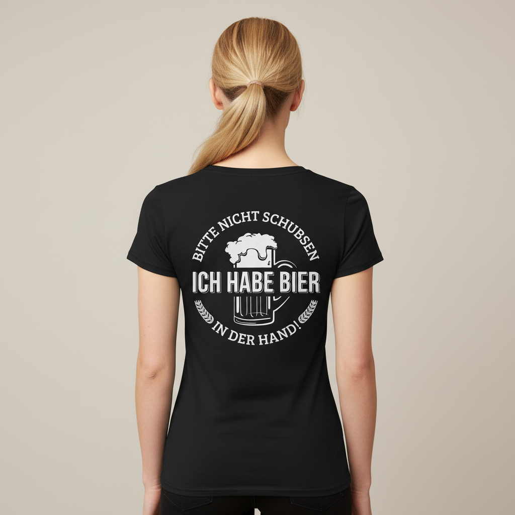 Bitte nicht schubsen - V-Neck Damenshirt