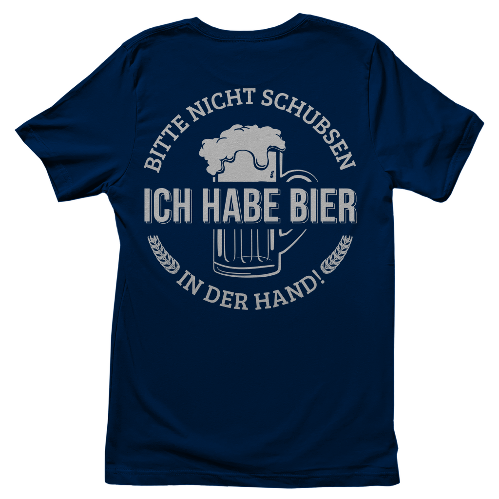 Bitte nicht schubsen ich habe Bier in der Hand - Damenshirt Navy