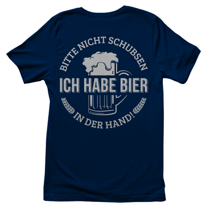 Bitte nicht schubsen ich habe Bier in der Hand - Damenshirt Navy