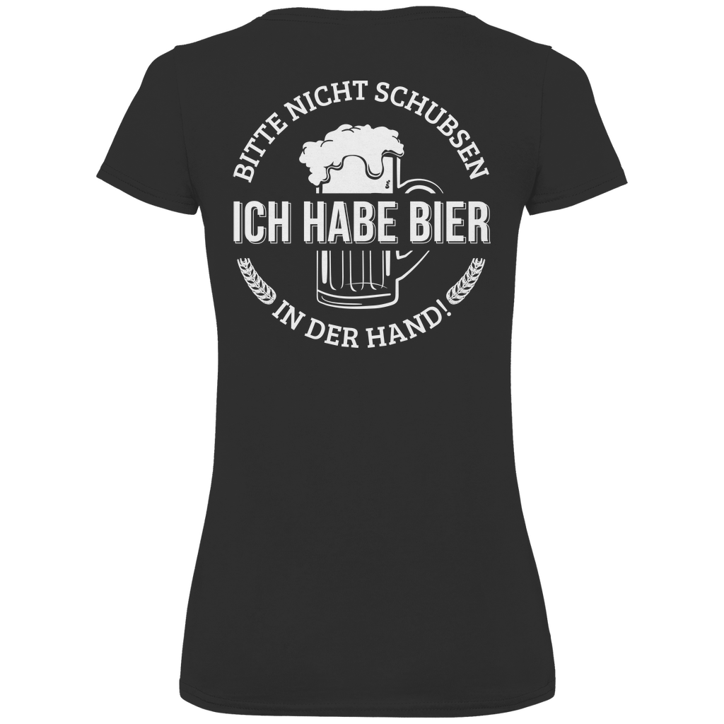 Bitte nicht schubsen - V-Neck Damenshirt Black