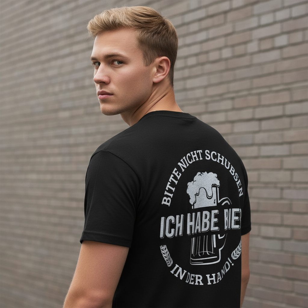 Bitte nicht schubsen ich habe Bier in der Hand - Herren Shirt