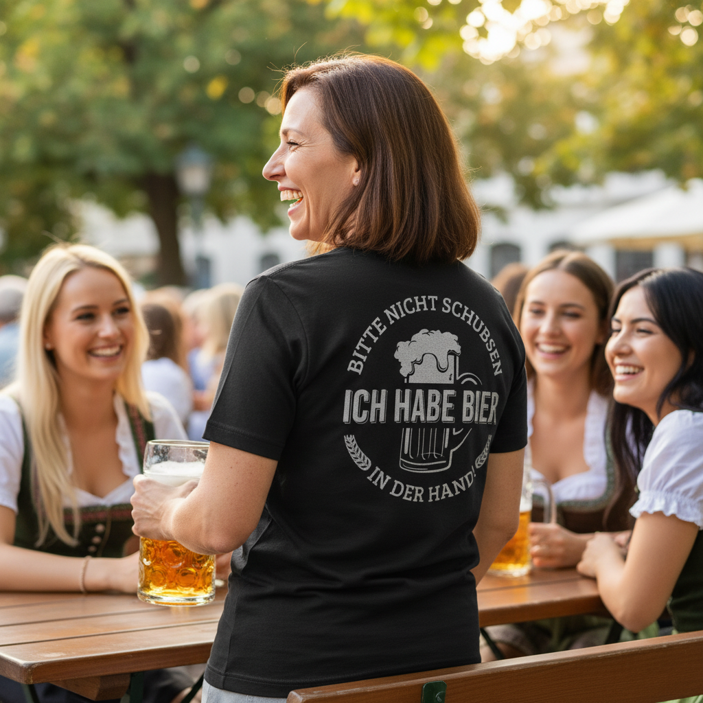 Bitte nicht schubsen ich habe Bier in der Hand - Damenshirt