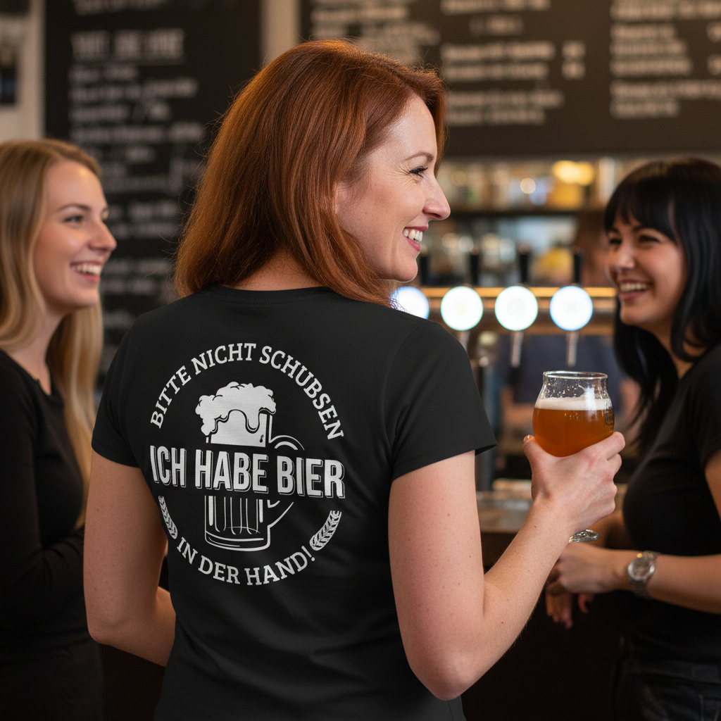 Bitte nicht schubsen - V-Neck Damenshirt