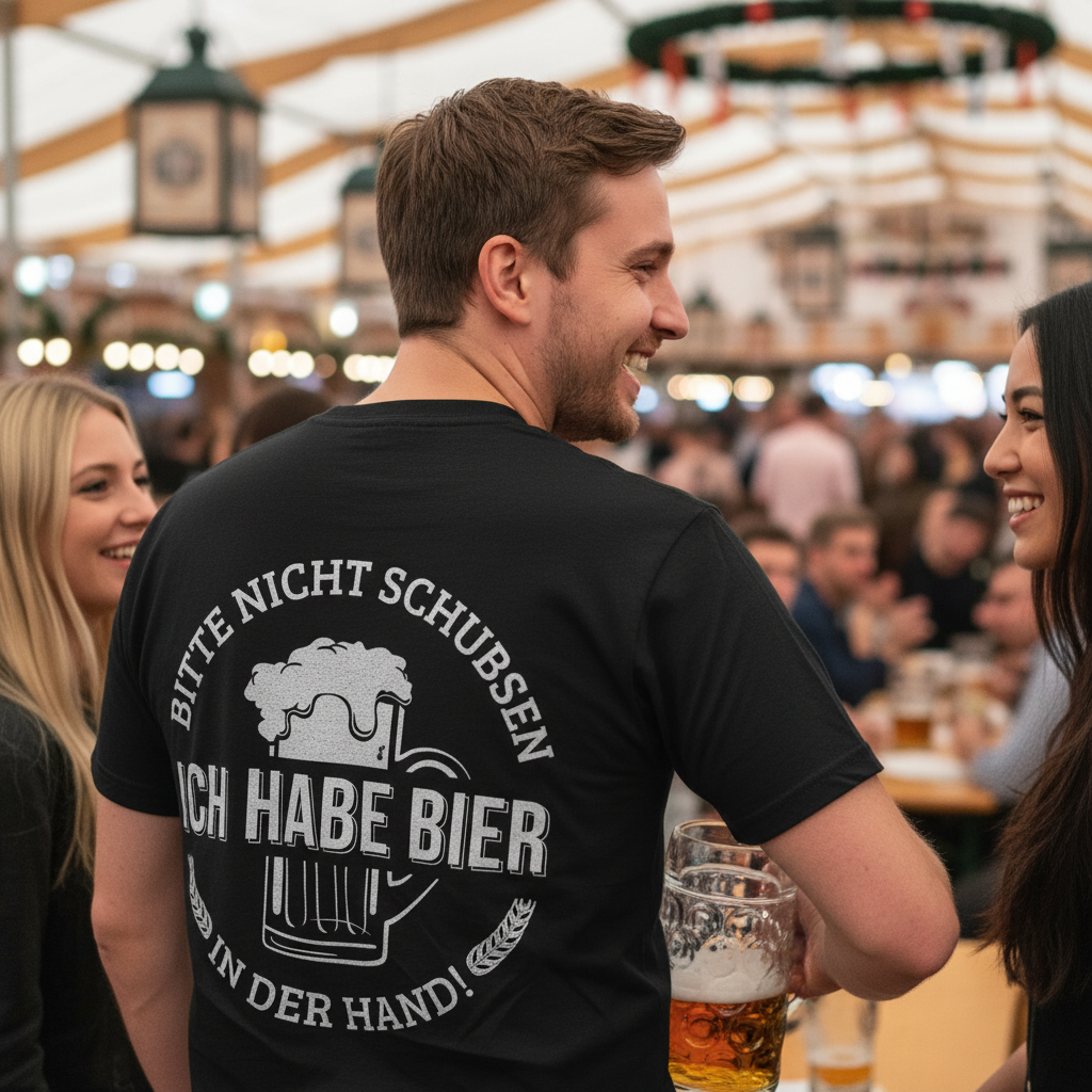 Bitte nicht schubsen ich habe Bier in der Hand - Herren Shirt