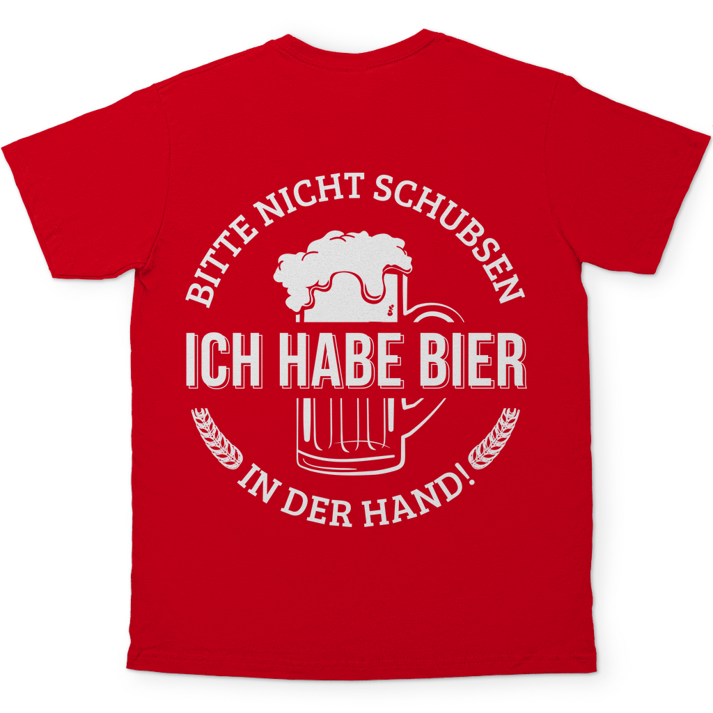 Bitte nicht schubsen ich habe Bier in der Hand - Herren Shirt Red