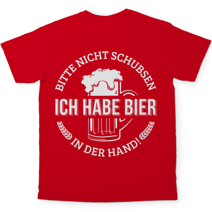 Bitte nicht schubsen ich habe Bier in der Hand - Herren Shirt Red