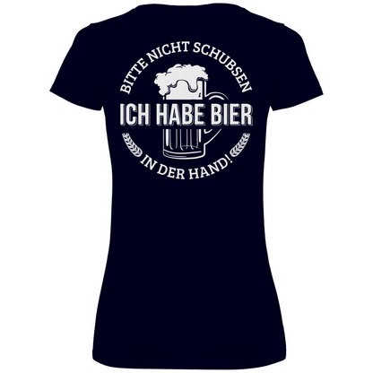 Bitte nicht schubsen - V-Neck Damenshirt Deep Navy