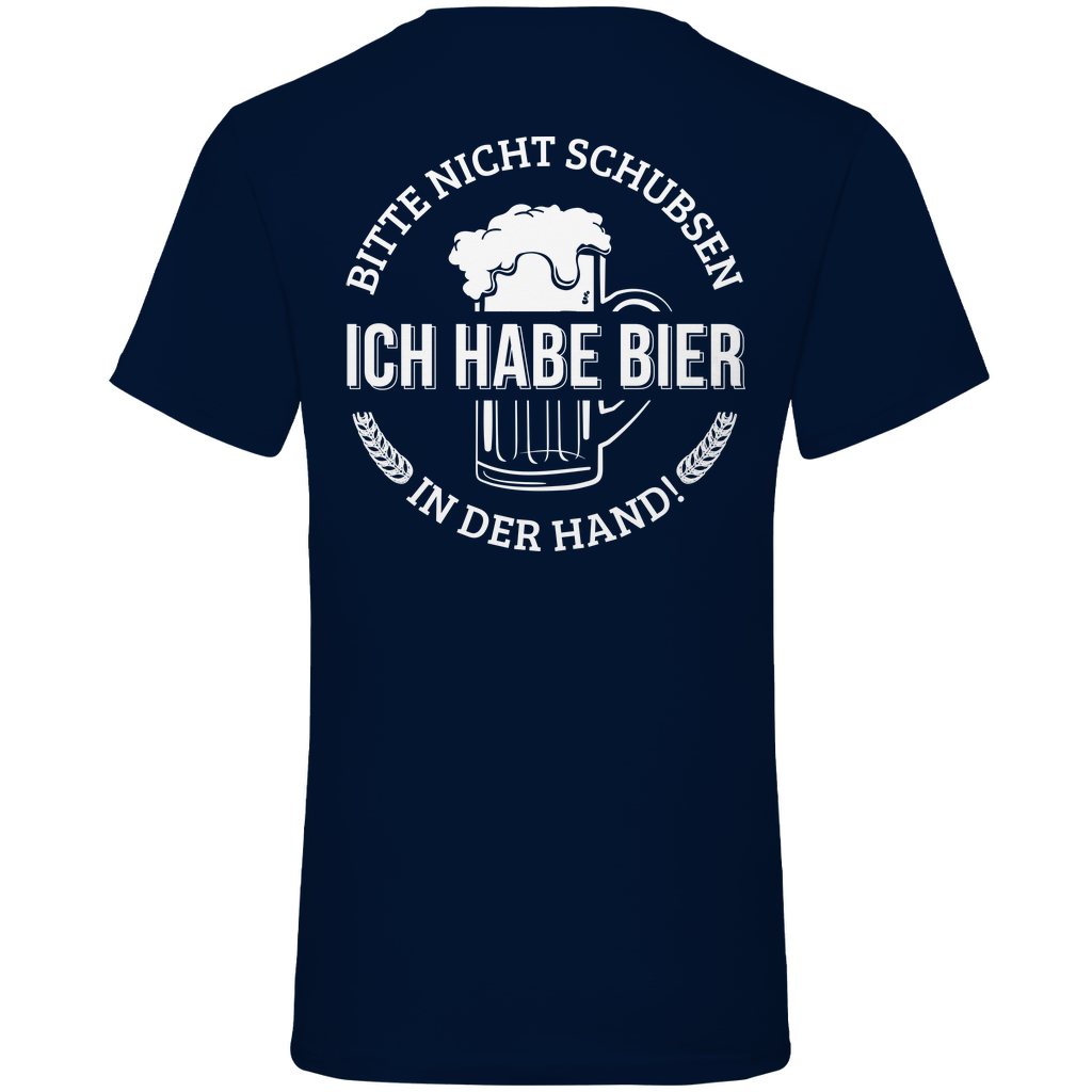 Bitte nicht schubsen - Herren V-Neck Shirt Navy
