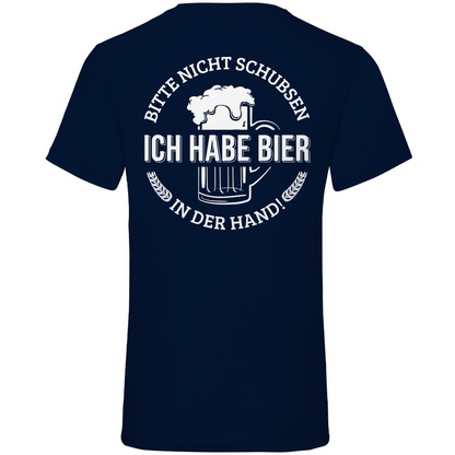 Bitte nicht schubsen - Herren V-Neck Shirt Navy