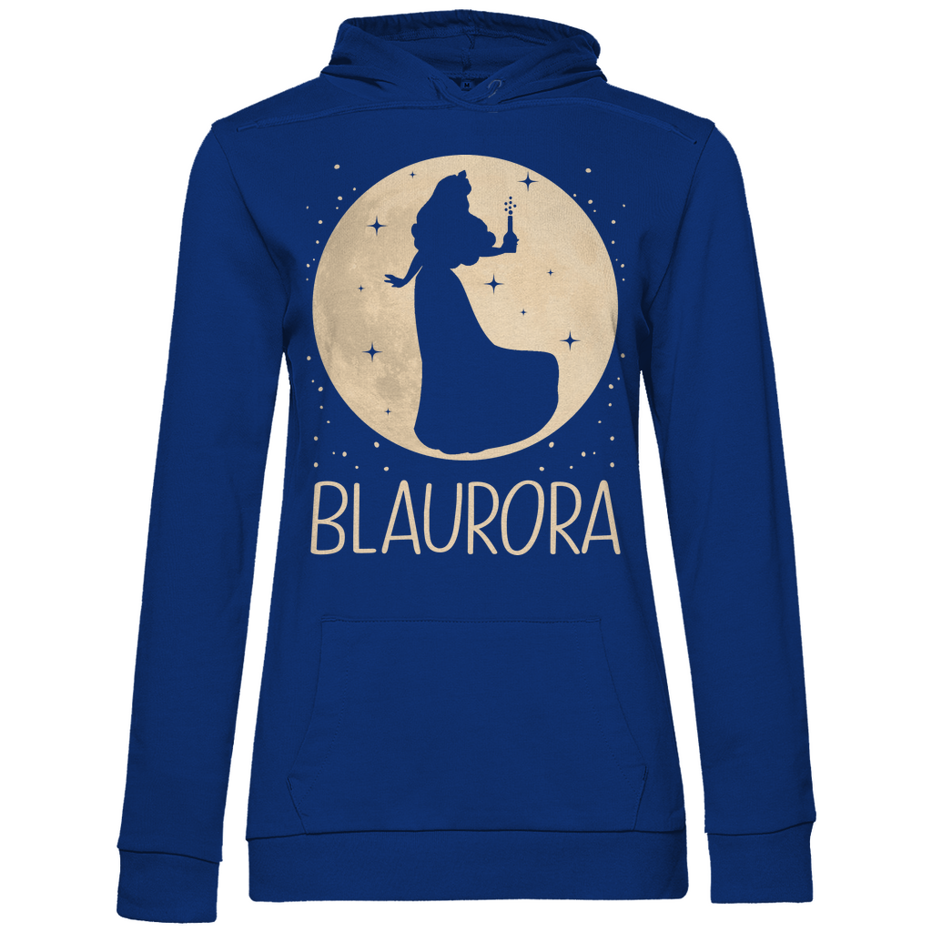 Royal blauer Frauen Hoodie mit Blaurora Aurora Prinzessin Motiv Party Design, Frontansicht