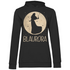 Schwarzer Damen Hoodie mit Blaurora Dornröschen Motiv und Mond Silhouette, Frontansicht