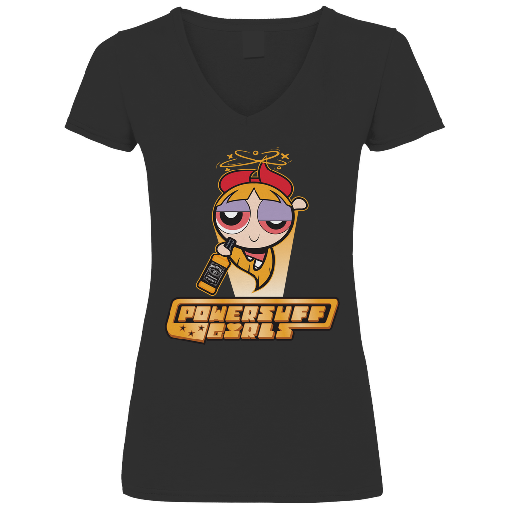 Blossom Powersuff Powerpuff Girls - V-Neck Damenshirt Black