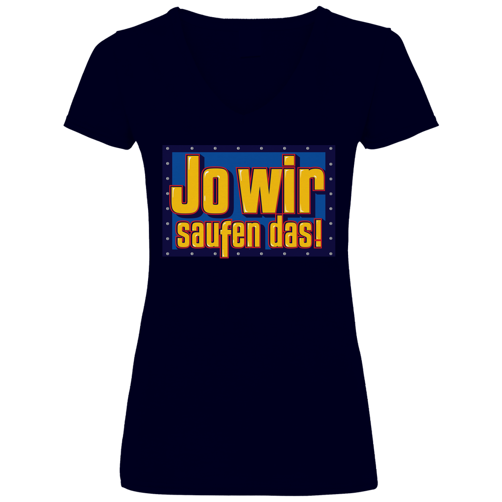 Jo wir saufen das? Bob der Baumeister - V-Neck Damenshirt Deep Navy