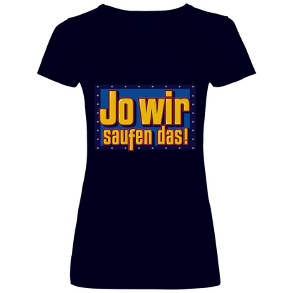 Jo wir saufen das? Bob der Baumeister - V-Neck Damenshirt Deep Navy