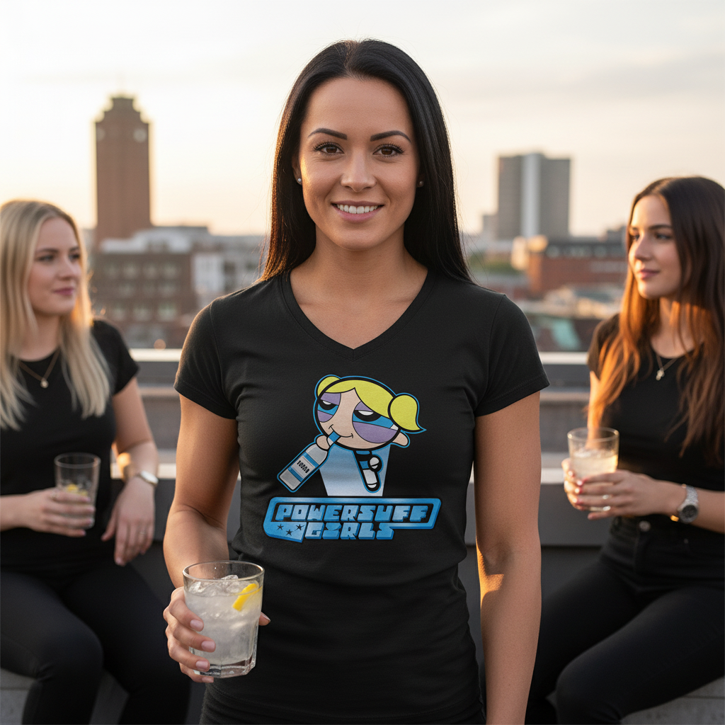 Bubbles Powersuff Powerpuff Girls - V-Neck Damenshirt