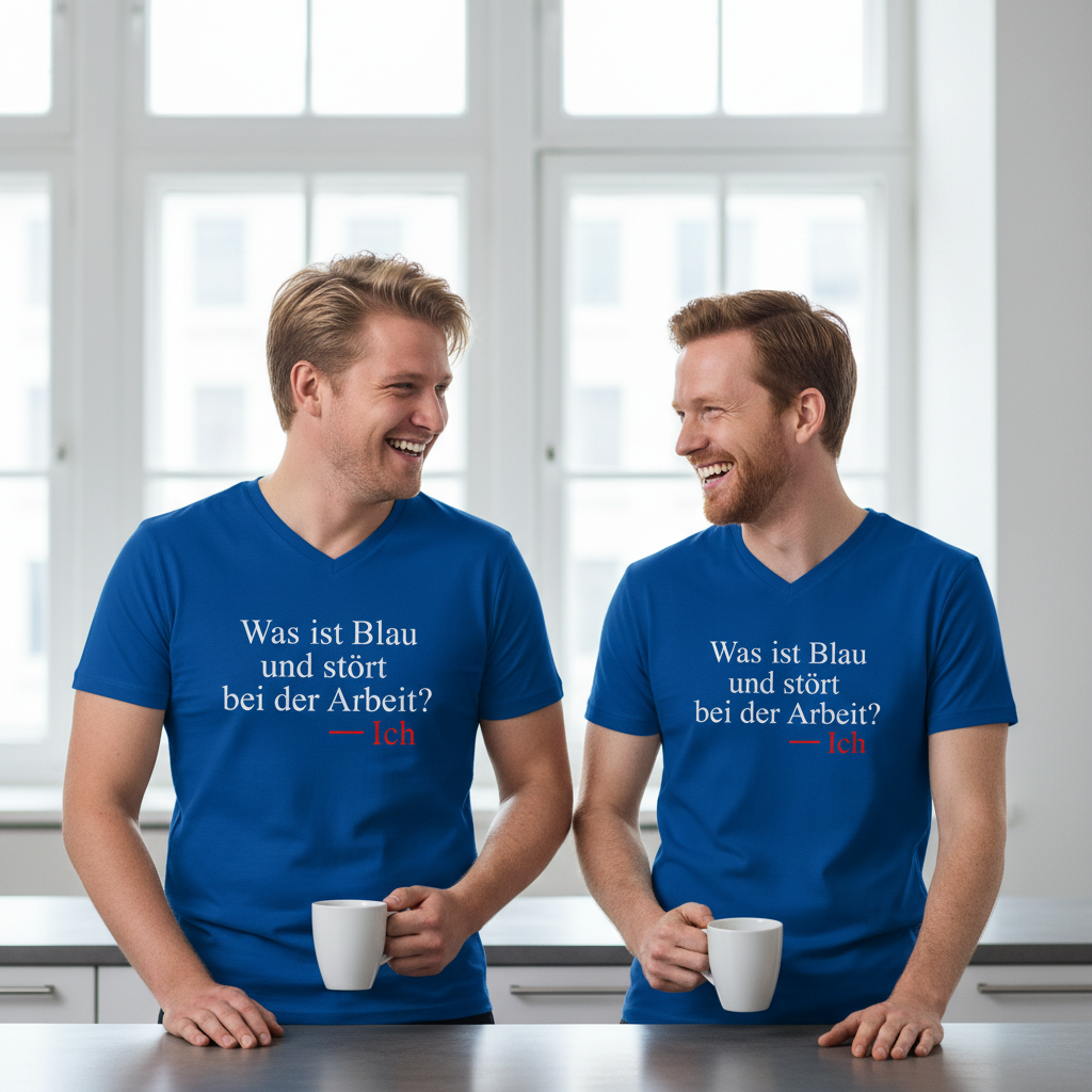 Was ist blau und stört bei der Arbeit - Herren V-Neck Shirt