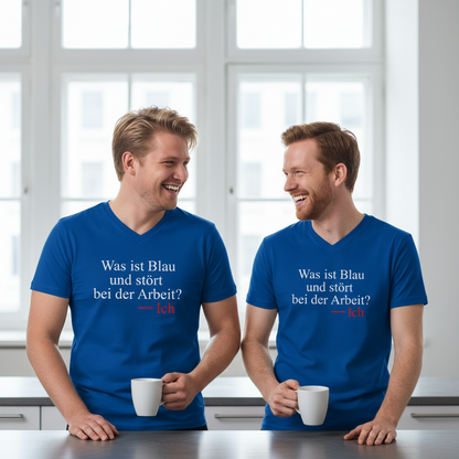 Was ist blau und stört bei der Arbeit - Herren V-Neck Shirt