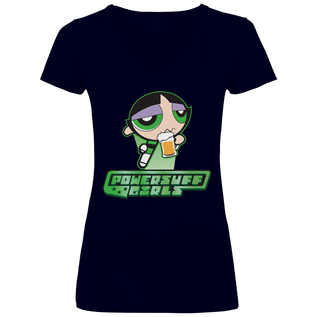 Buttercup Powersuff Powerpuff Girls - V-Neck Damenshirt Deep Navy