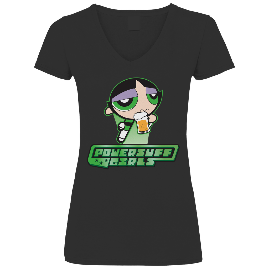 Buttercup Powersuff Powerpuff Girls - V-Neck Damenshirt Black