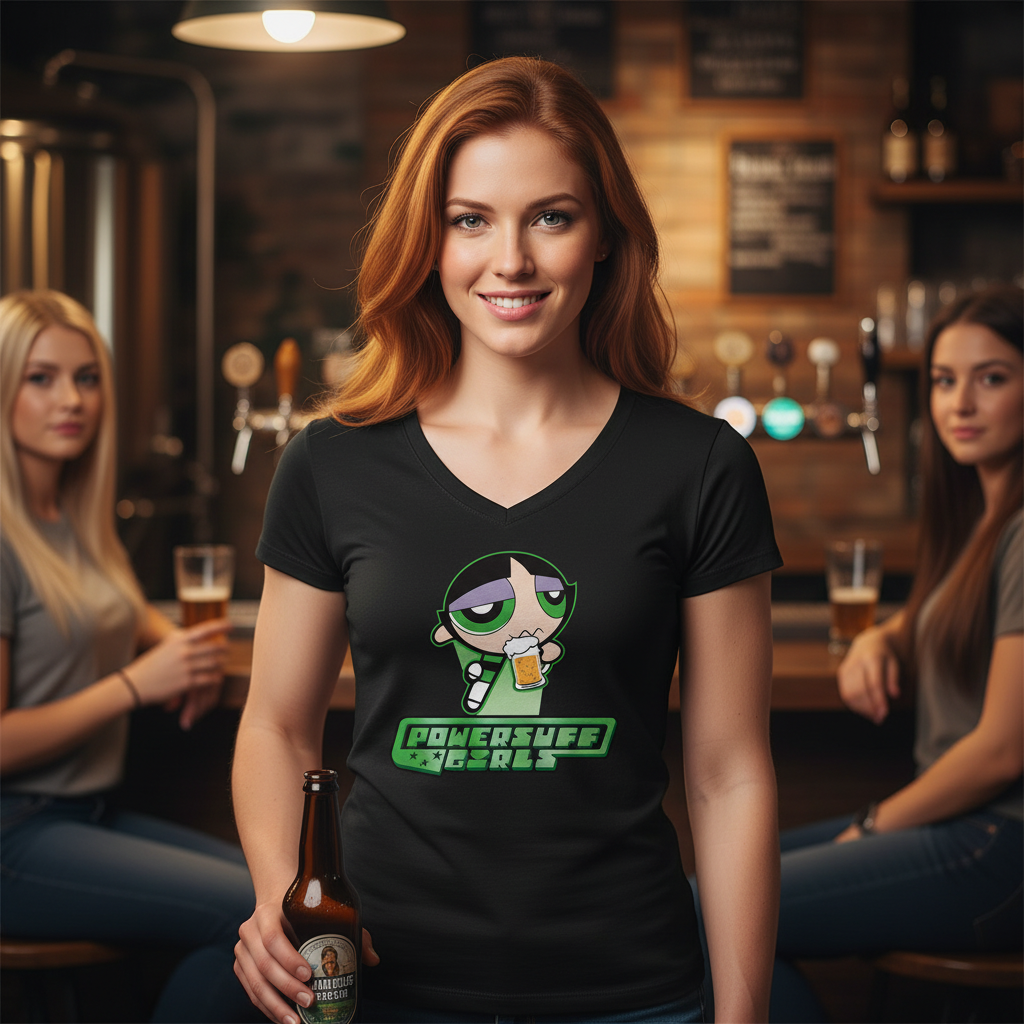 Buttercup Powersuff Powerpuff Girls - V-Neck Damenshirt
