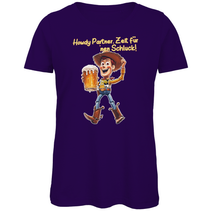 Howdy Partner Zeit für nen Schluck - Woody Toy Story - Damen Premium Bio T-Shirt Urban Purple