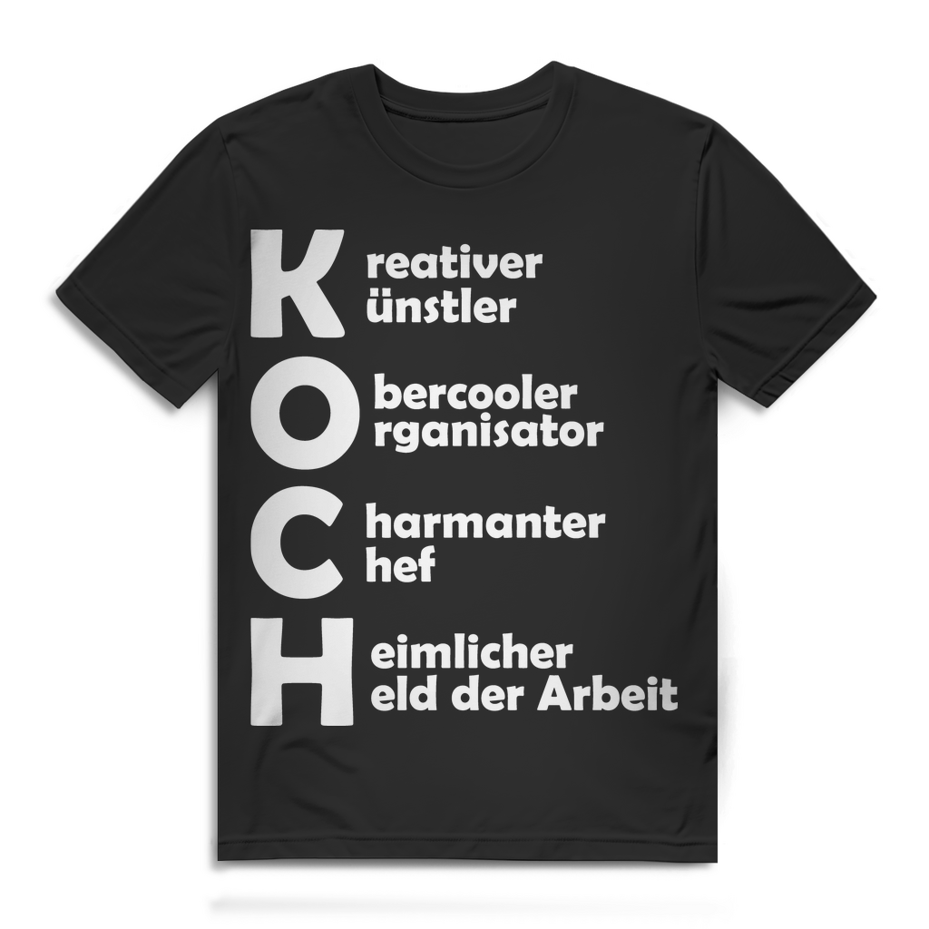 Berufsstolz Shirt Koch – Herren Funshirt Definition für kreative Küchenhelden Black