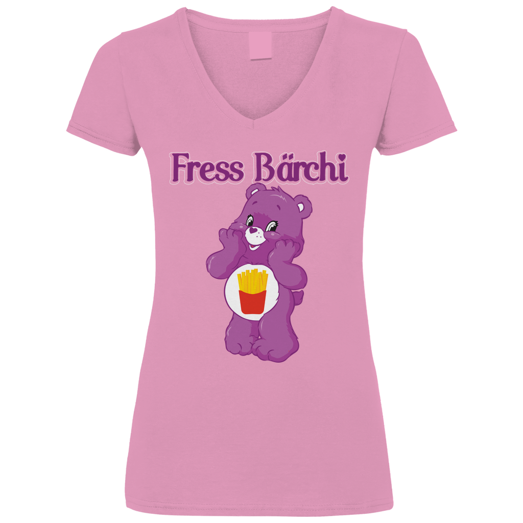 Fress Bärchi - Glücksbärchi - V-Neck Damenshirt