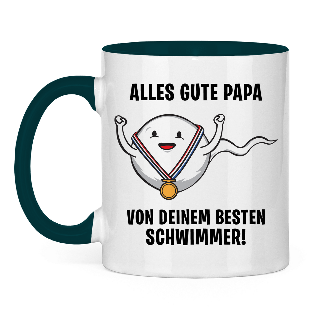 Alles gute Papa von deinem besten Schwimmer! - Tasse zweifarbig Petrol