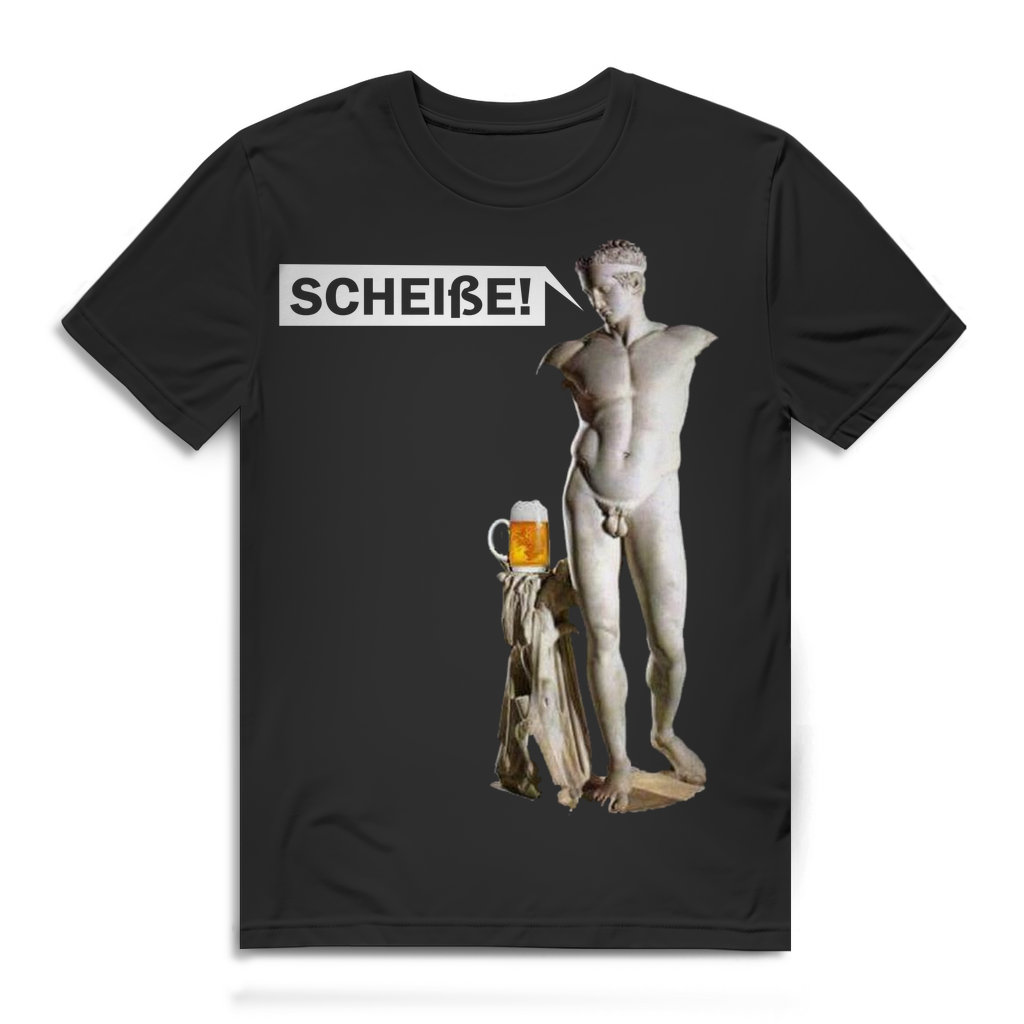 Statue Spruchshirt Herren Scheiße Design Bier Humorvolles T Shirt Geschenk Mann Black