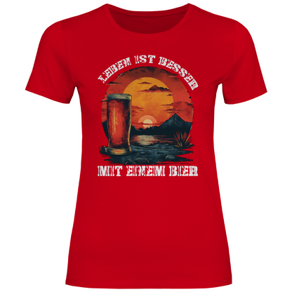 Leben ist besser mit einem Bier - Damenshirt Red