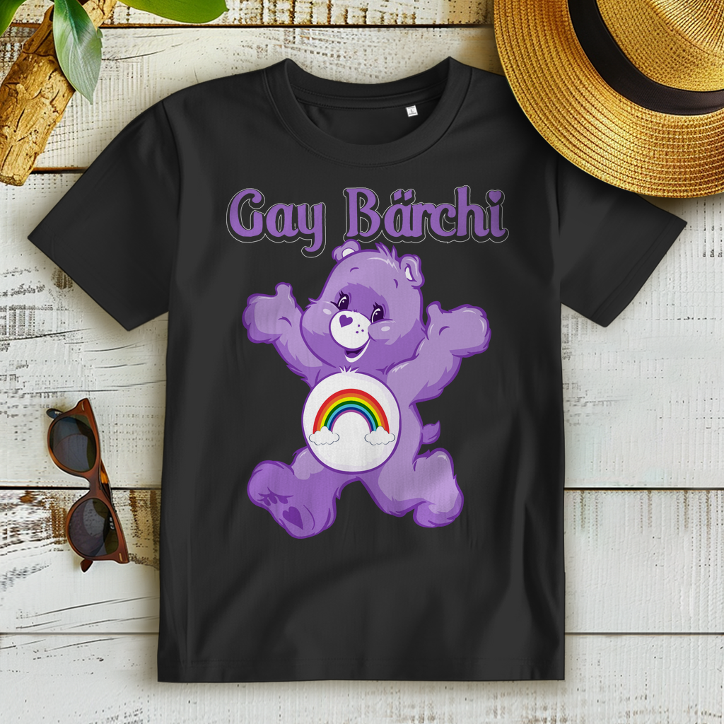 Gay Regenbogen LGBTQ Bärchi Glücksbärchi - Damen Premium Bio T-Shirt Schwarz