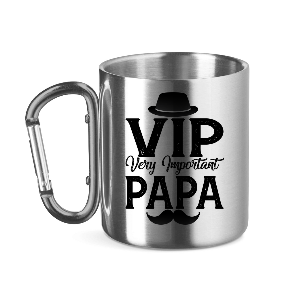 VIP very important Papa - Edelstahltasse mit Karabinergriff Silver 320 ml