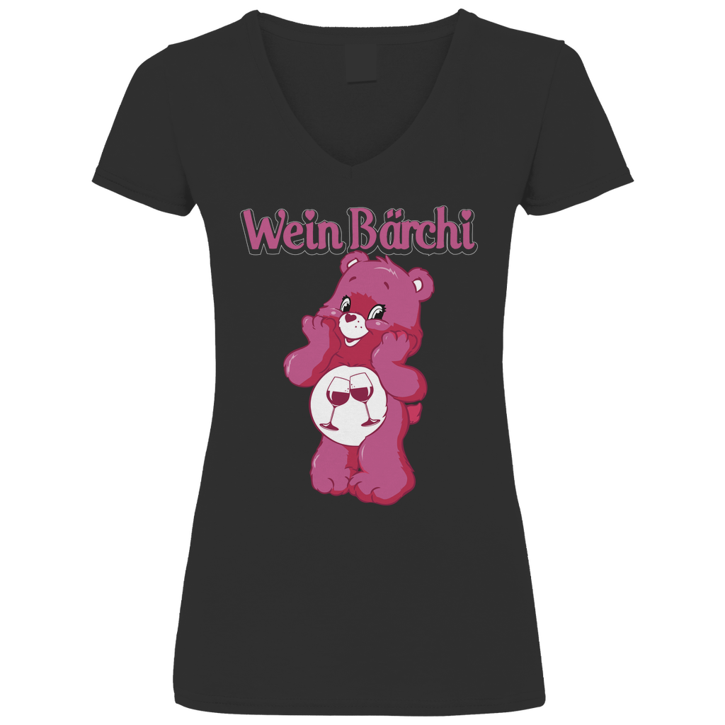 Wein Bärchi - Glücksbärchi - V-Neck Damenshirt