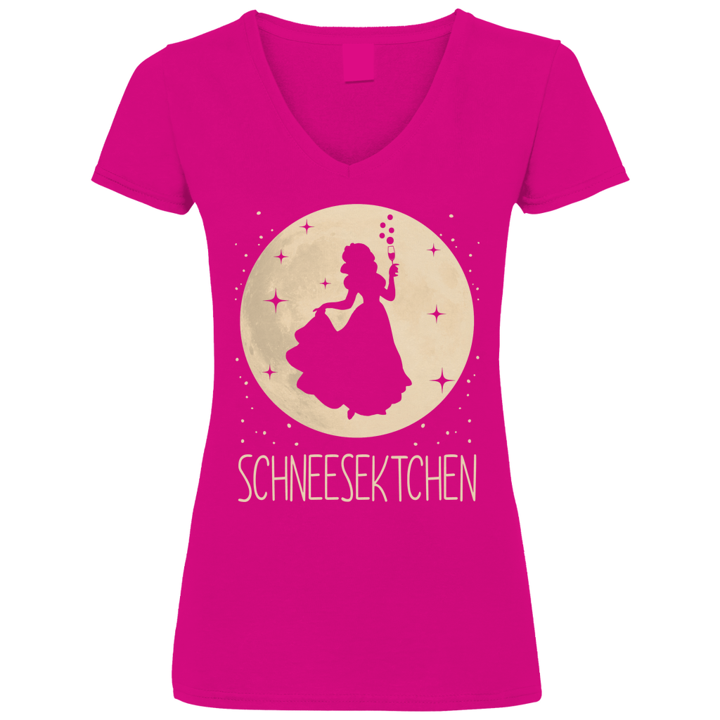 Mond Prinzessin - Schneesektchen - V-Neck Damenshirt