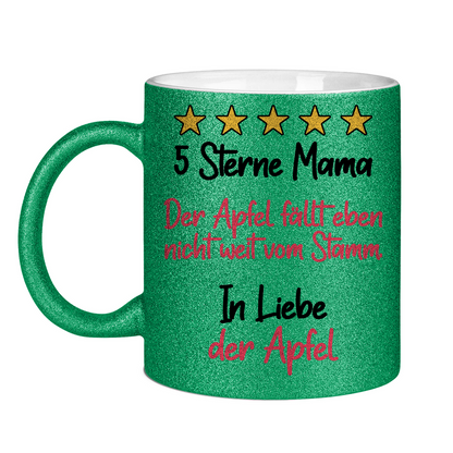 5 Sterne Mama in liebe der Apfel - Glitzertasse